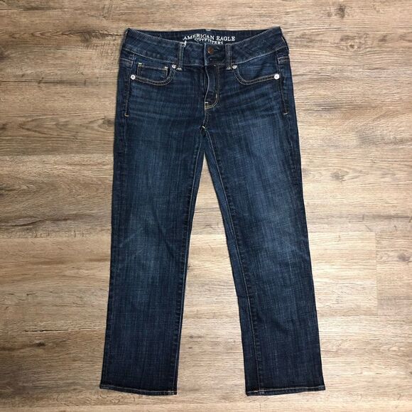 American Eagle Dark Denim Artist Crop Stretch Size 0 - Picture 1 of 7
